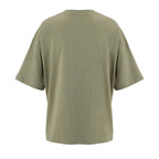 Khaki branded boxy women's t-shirt, back view