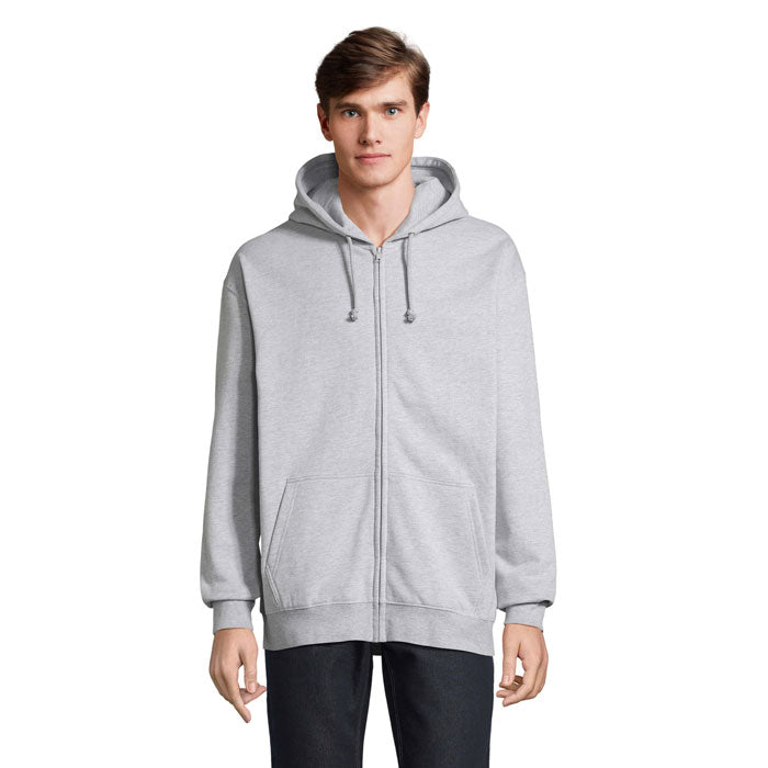 Branded Full-Zip Hoodie in Grey