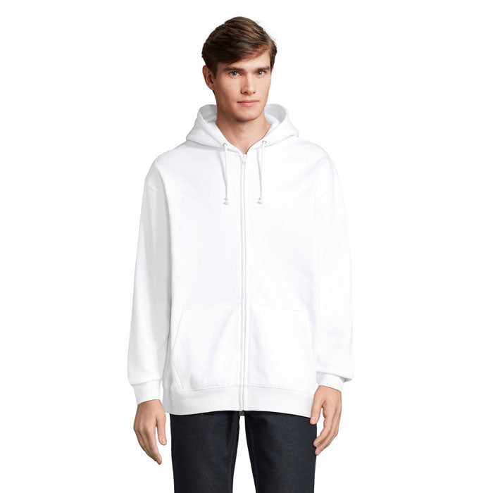Branded Full-Zip Hoodie in White