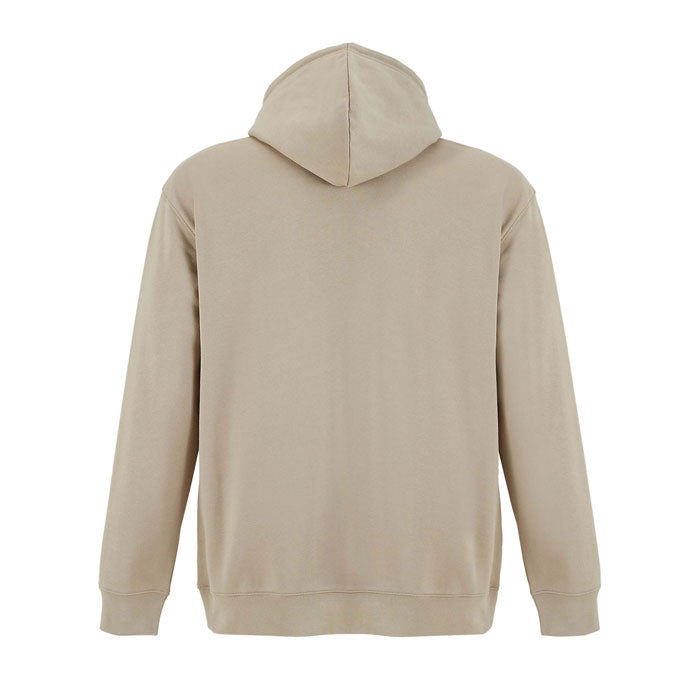 Branded recycled pullover hoodie, back view