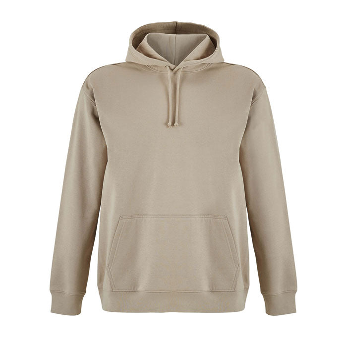 Branded recycled pullover hoodie, front view