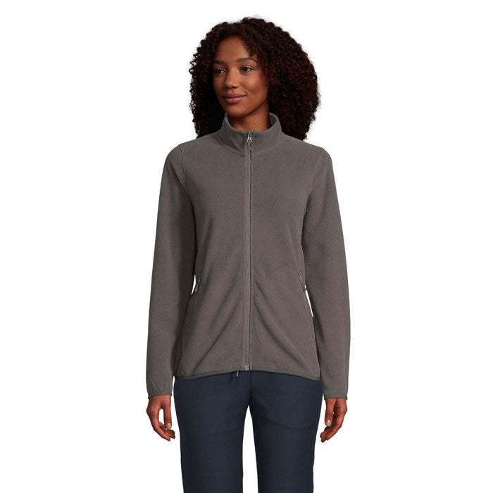 Branded Women's Microfleece Zip Jacket in Black