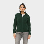 Model wearing a branded women's microfleece zip jacket