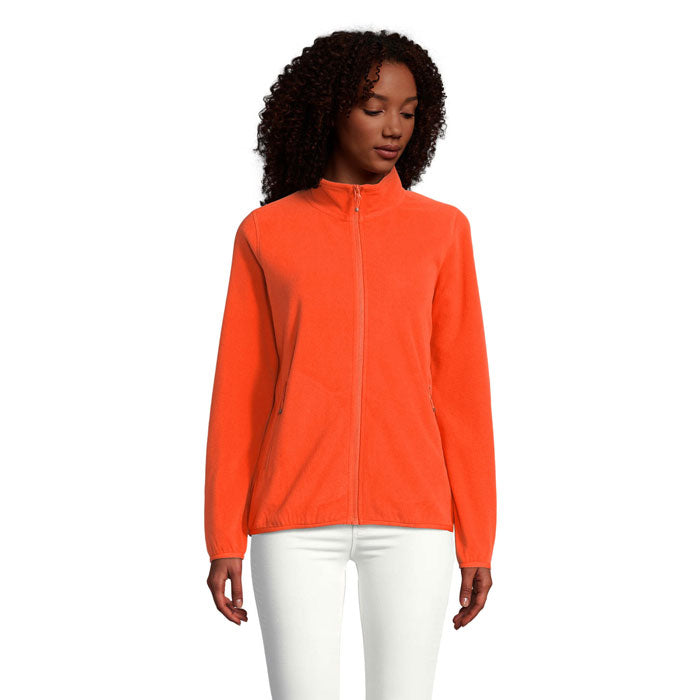 Branded Women's Microfleece Zip Jacket in Orange