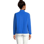 Branded women's microfleece zip jacket, back view