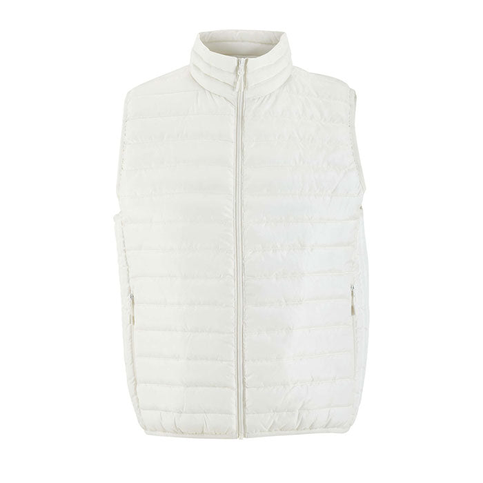 Branded men's lightweight bodywarmer, front view