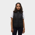 Model wearing a branded women's lightweight bodywarmer