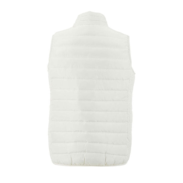 Branded women's lightweight bodywarmer, back view