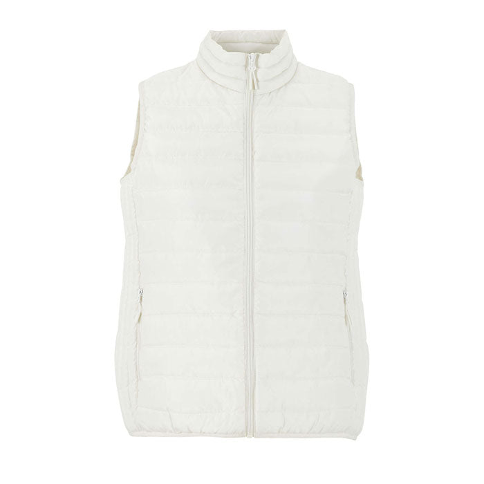 Branded women's lightweight bodywarmer, front view