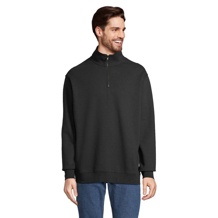 Branded Quarter-Zip Sweatshirt in Black