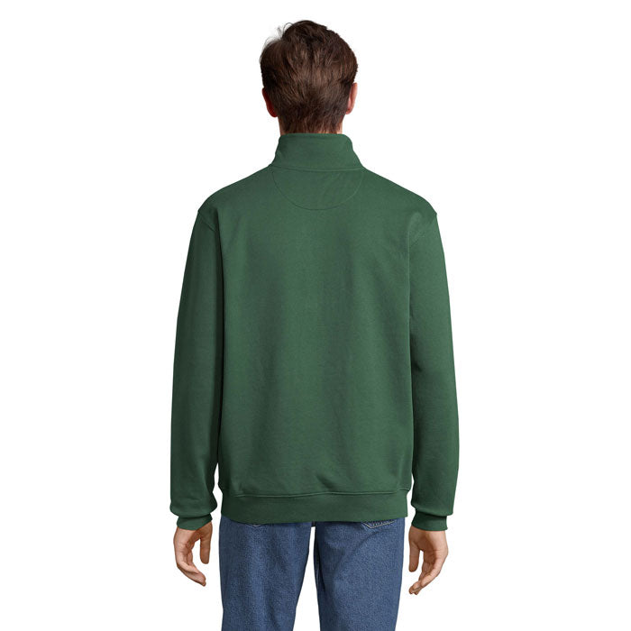 Branded quarter-zip sweatshirt, back view