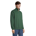 Branded quarter-zip sweatshirt, side view