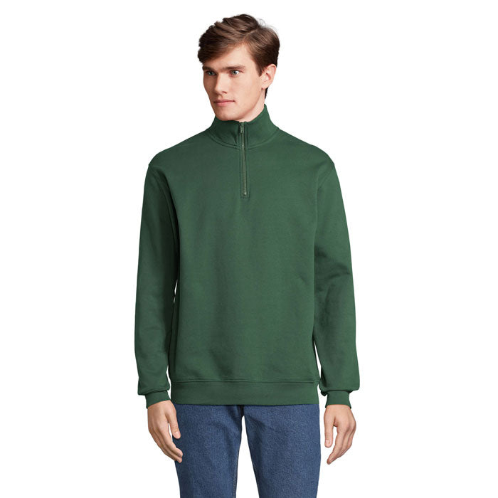 Branded quarter-zip sweatshirt, front view