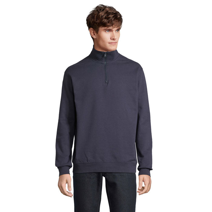 Branded Quarter-Zip Sweatshirt in Blue