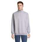 Branded Quarter-Zip Sweatshirt in Grey
