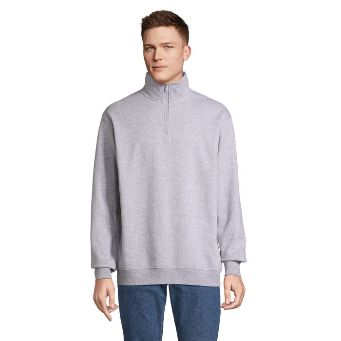 Branded Quarter-Zip Sweatshirt in Grey