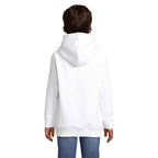 Branded kids pullover hoodie, back view