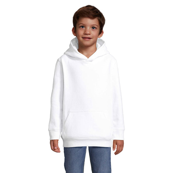 Branded kids pullover hoodie, front view