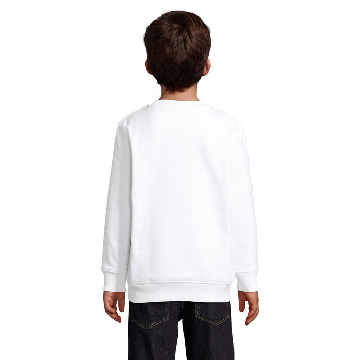 Branded kids round-neck sweatshirt, back view