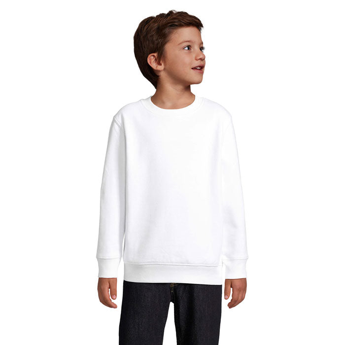Branded kids round-neck sweatshirt, front view