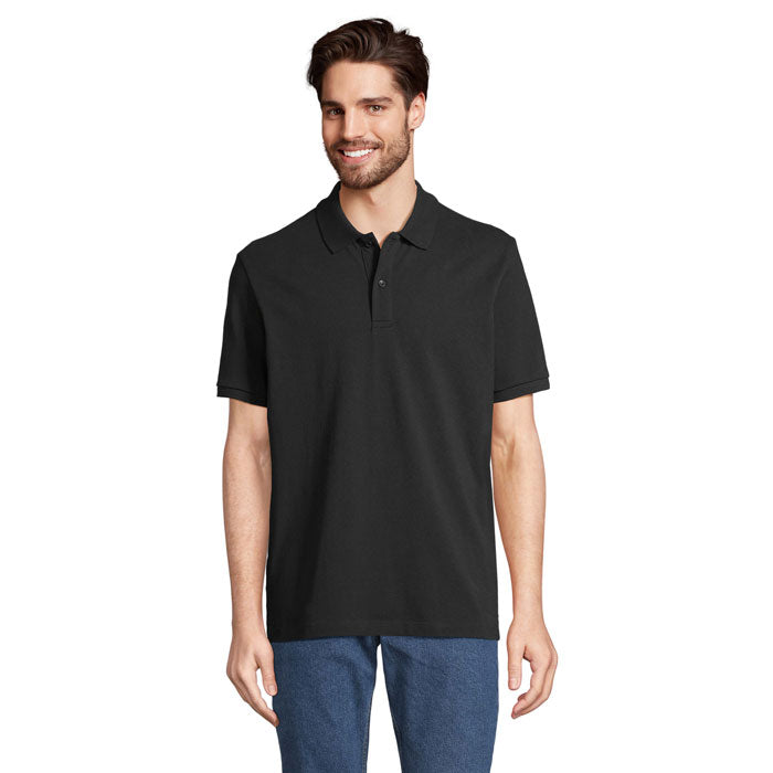 Branded Organic Cotton Polo Shirt in Black