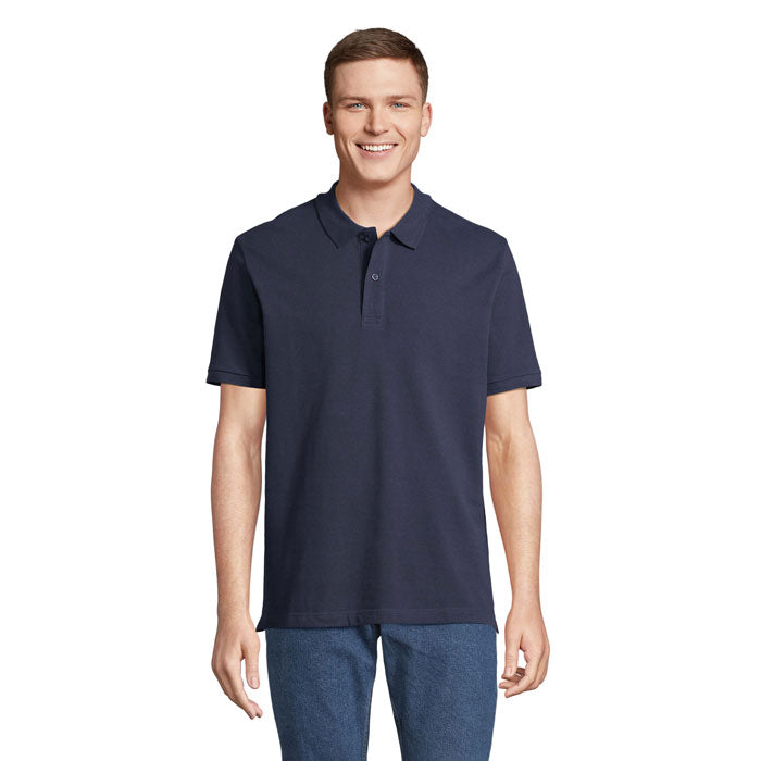Branded Organic Cotton Polo Shirt in Blue