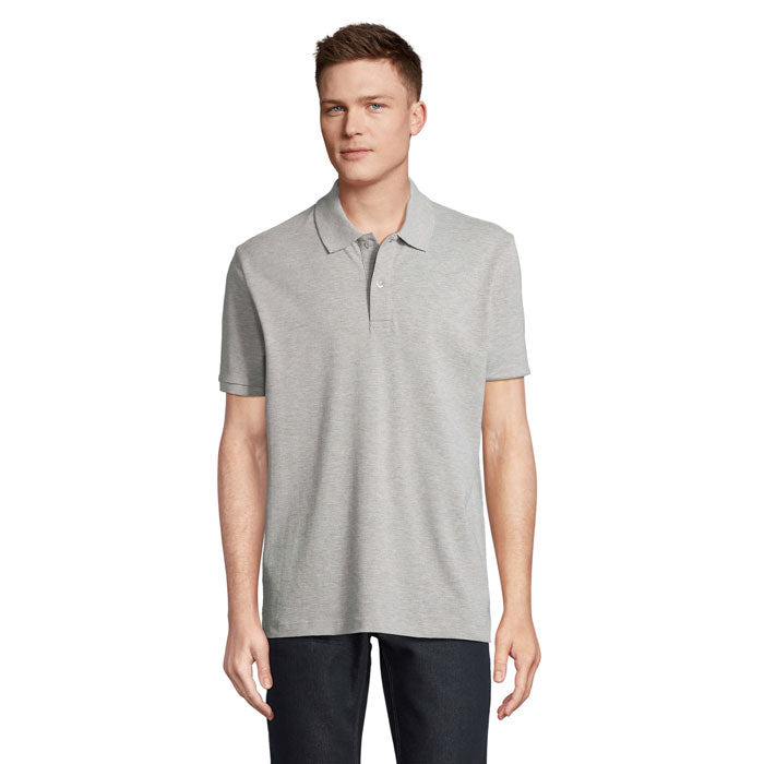 Branded Organic Cotton Polo Shirt in Grey