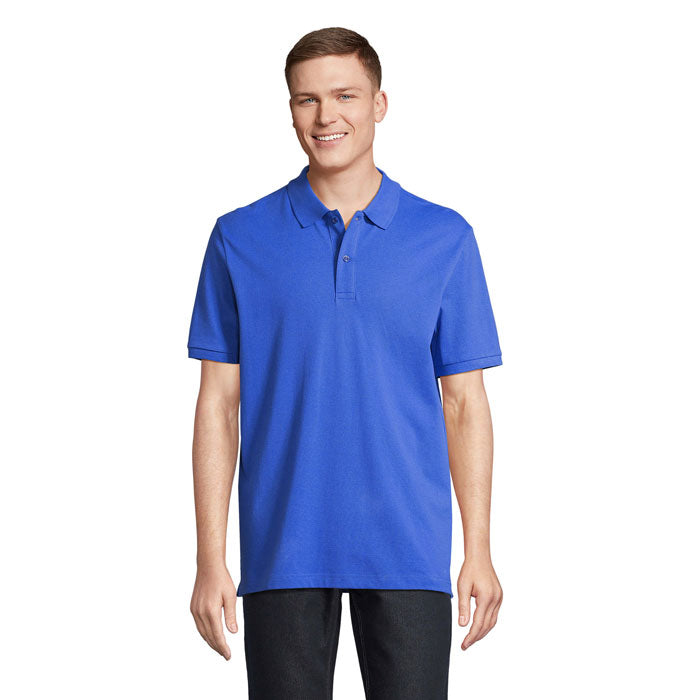 Branded Organic Cotton Polo Shirt in Blue
