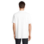 White organic cotton polo shirt, back view
