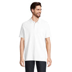 White organic cotton polo shirt, front view