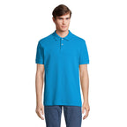 Branded Stretch Fit Men's Polo Shirt in Blue