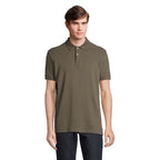 Branded Stretch Fit Men's Polo Shirt in Green