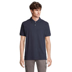 Branded Stretch Fit Men's Polo Shirt in Blue