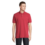 Branded Stretch Fit Men's Polo Shirt in Red