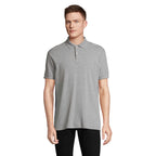 Branded Stretch Fit Men's Polo Shirt in Grey