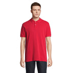 Branded Stretch Fit Men's Polo Shirt in Red