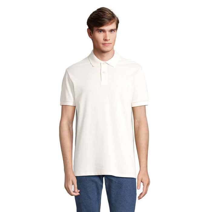 Branded Stretch Fit Men's Polo Shirt in White