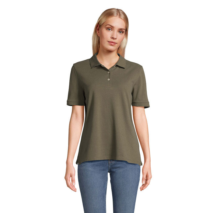 Branded Stretch Fit Women's Polo Shirt in Green