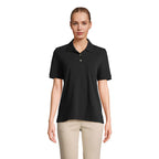 Branded Stretch Fit Women's Polo Shirt in Black