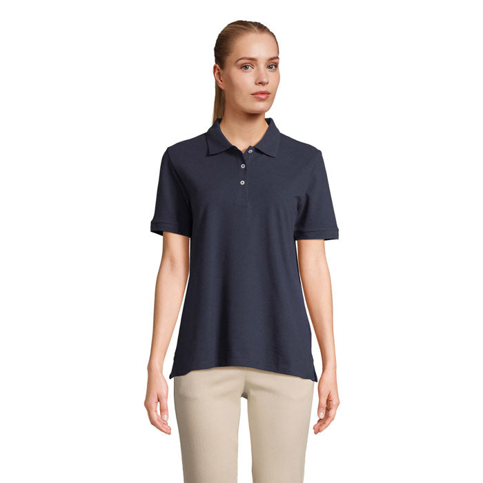 Branded Stretch Fit Women's Polo Shirt in Blue