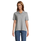 Branded Stretch Fit Women's Polo Shirt in Grey