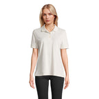 Branded Stretch Fit Women's Polo Shirt in White