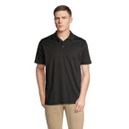 Branded Recycled Sports Polo Shirt in Black