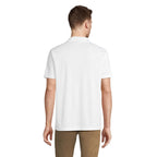 White recycled sports polo shirt, back view