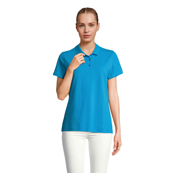 Branded Women's Polo Shirt in Blue
