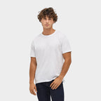Model wearing a branded value t-shirt