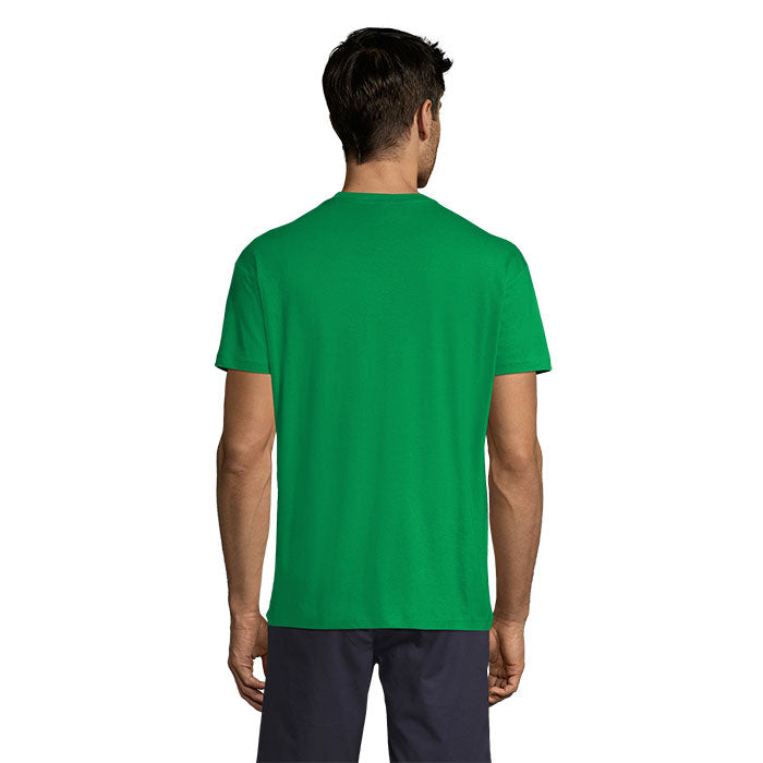 Green branded value t-shirt, back view