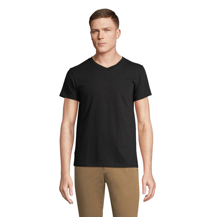 Branded V-Neck T-Shirt in Black