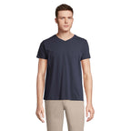 Branded V-Neck T-Shirt in Blue