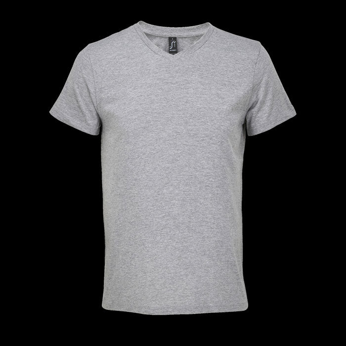 Branded V-Neck T-Shirt in Grey